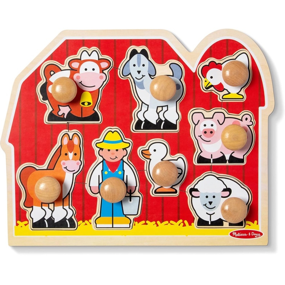 Melissa & Doug Farm Animals Jumbo Knob Wooden Puzzle Wooden Peg